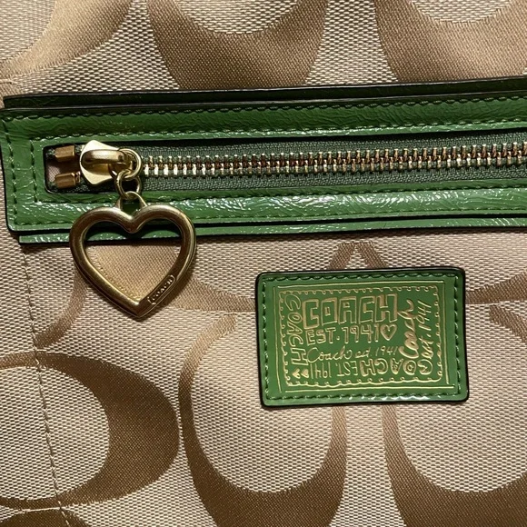 RARE Coach GREEN TAN  POPPY ORIGINAL 2 HANG TAGS! - Picture 6 of 12